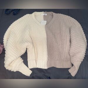Altar'd State Cream and Tan Knit Sweater